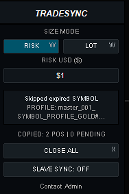 Real TradeSync Slave EA panel