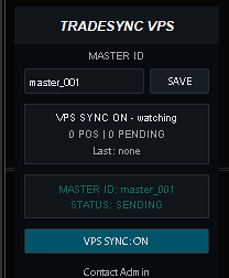 Real TradeSync VPS EA panel
